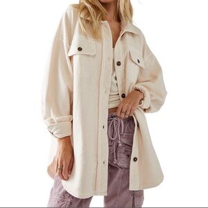 Free People Cream Utility Shacket Jacket